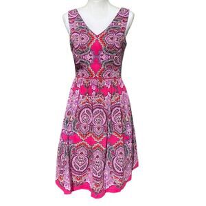 Pleated Multicolor Dress Sleeveless Summer Maggy London 6 Bright Floral Brunch